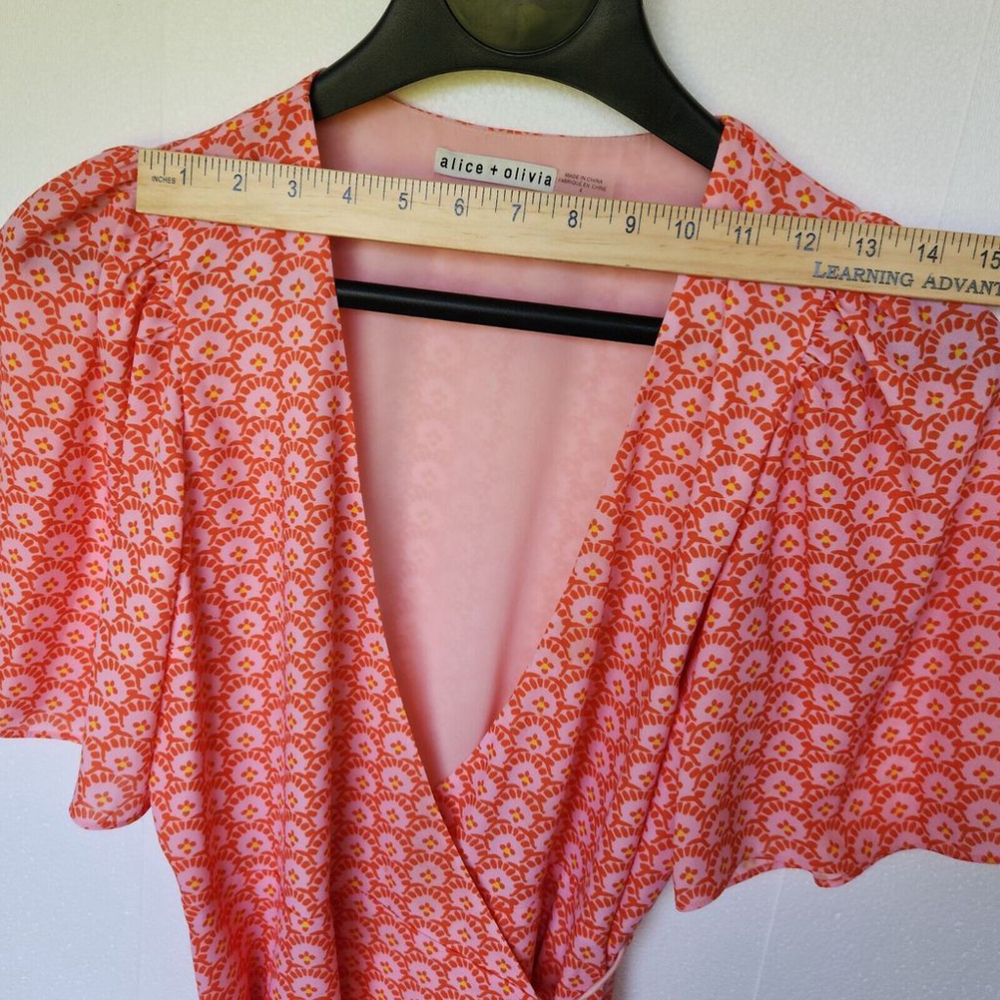 Alice + Olivia Sandra Floral Wrap Mini Dress Stamp English Rose 4 Beachwear - Picture 7 of 10